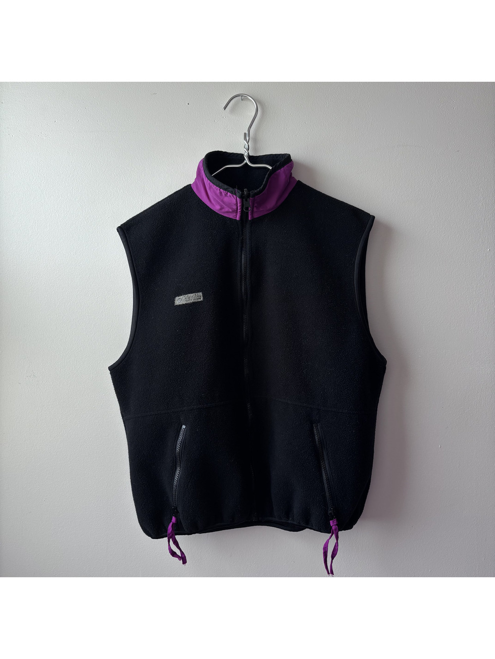 Columbia Women's Black and Purple Fleece Vest Size L Made in USA